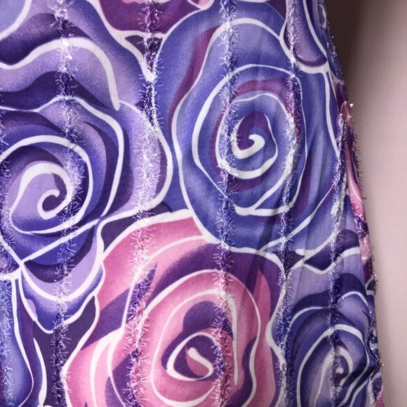 PURPLE & Pink Roses Baby Doll Chemise Size Large - Picture 5 of 10